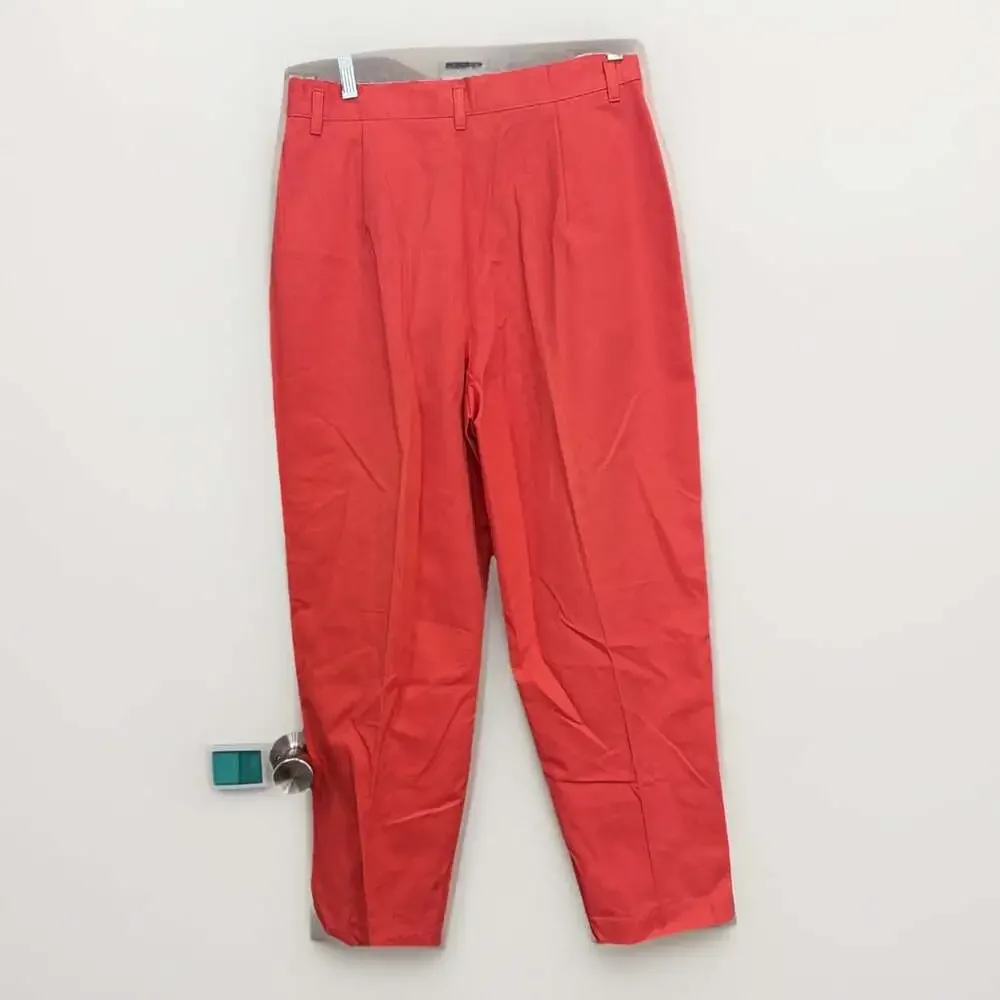 NWT Vintage 80s Essentials Petite High Waisted Pleated Pants 14 Red/Cora W28/L27